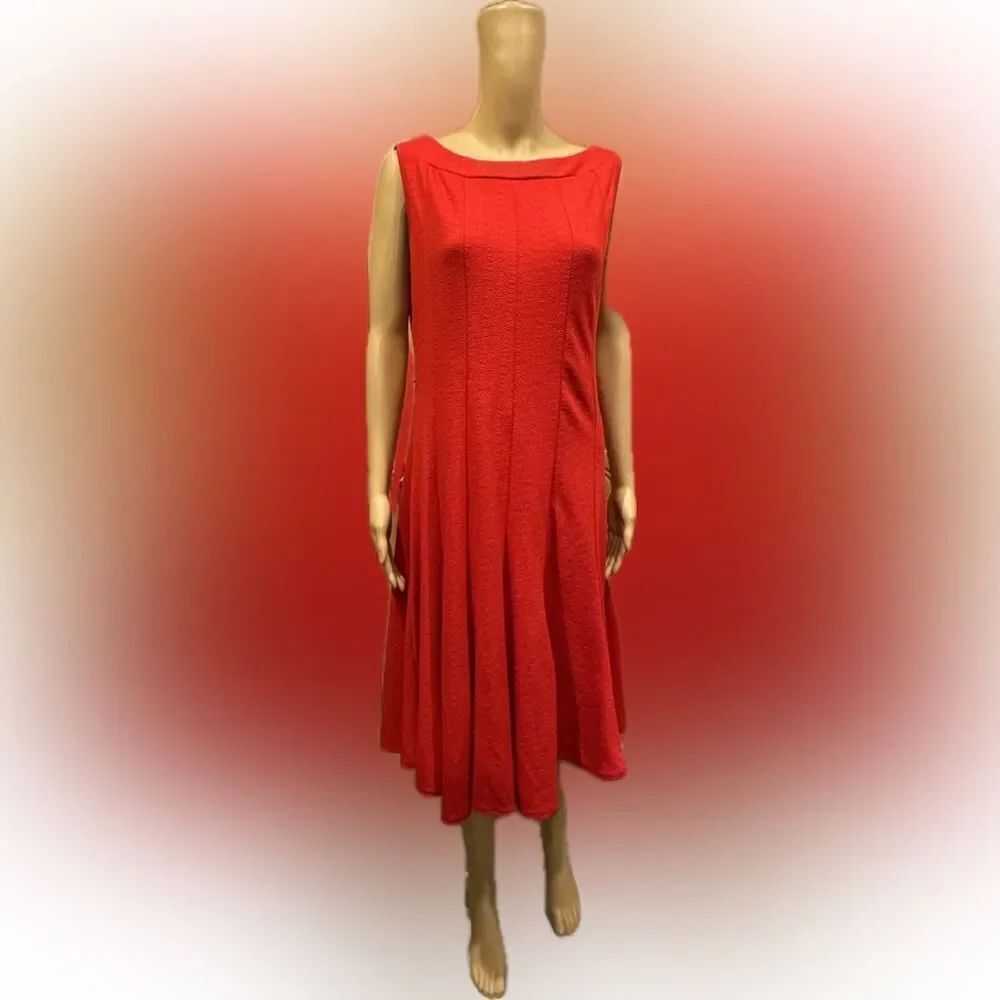 HAANI Sleeveless Red Maxi Dress with Geometric texture Size M